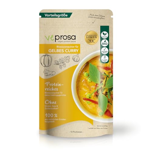 VEPROSA Bio-Saucenpulver gelbes Curry 250g Vorteilspack | Vegane Protein Saucen mit über 30% Protein, perfekte Ergänzung zu vielen herzhaften Gerichten | 100% natürliche Zutaten, glutenfrei von VEPROSA