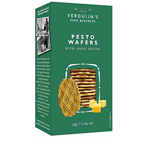 VERDUIJN'S - Pesto Waffeln mit altem Gouda aus der Niederlande - Holländische Waffeln 75 g, Menge:5 Stück von VERDUIJN'S