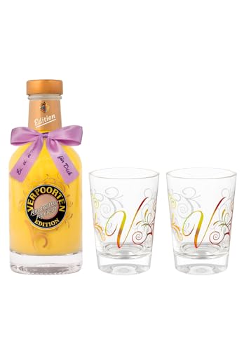 Bundle mit 0,2 L VERPOORTEN AMARETTO APRICOT Eierlikör 17%vol und 2 VERPOORTEN Designgläser von VERPOORTEN ORIGINAL
