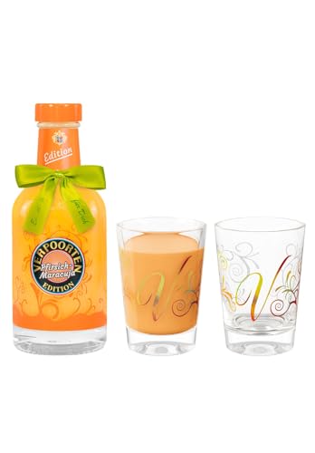 Bundle mit 0,2 L VERPOORTEN PFIRSICH-MARACUJA Eierlikör 17%vol und 2 VERPOORTEN Designgläser von VERPOORTEN ORIGINAL