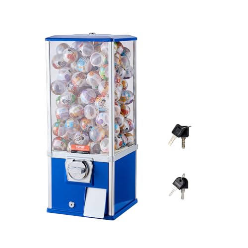 VEVOR Kaugummiautomat für Kinder, 63,5 cm Höhe, PS-Flummi-Spender, für 230 Kapsel-Spielzeug, rechteckige Kaugummi-Maschine für Spielgeschäfte, Münzbetriebene Kaugummibank, Blau von VEVOR