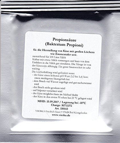 Propionsäure Kultur (Bakterium Propioni) für die Herstellung von Käse mit großen Löchern wie Emmentaler usw. ausreichend für 500 L Milch von VIERKA