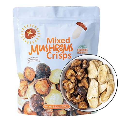 VIGOROUS MOUNTAINS Pilzchips Veggie Snacks, getrocknete Shiitake und King Auster Gute gesalzene Crisp Mix, Lebensmittel Gemüse Snack Chip 8.82 Oz, 250 g von VIGOROUS MOUNTAINS