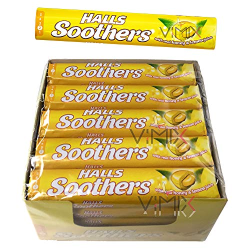 Halls Soothers, 20 x 45 g Packungen mit 4 Sorten aromatisierten Süßigkeiten (Honig und Zitrone) von VIMIX