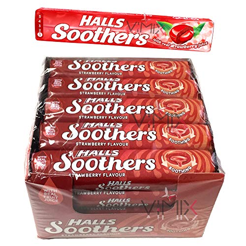 Halls Soothers Bonbons, 20 x 45 g, 4 Sorten Geschmacksrichtungen (Erdbeere) von VIMIX