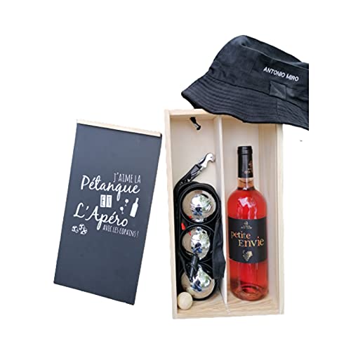 Komplette Petanque Geschenkbox 725g + 1 Flasche kleine Neid Rosé Rippen der Zunge 75cl. von VINACCUS