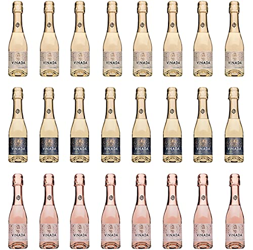 VINADA - Crispy Chardonnay, Sparkling Gold, Sparkling Rose Variety Pack - Alkoholfrei Wein - Alkoholfreier Sekt - (Zero Alcohol) - 200 ml (24 Glass Bottles) von VINADA