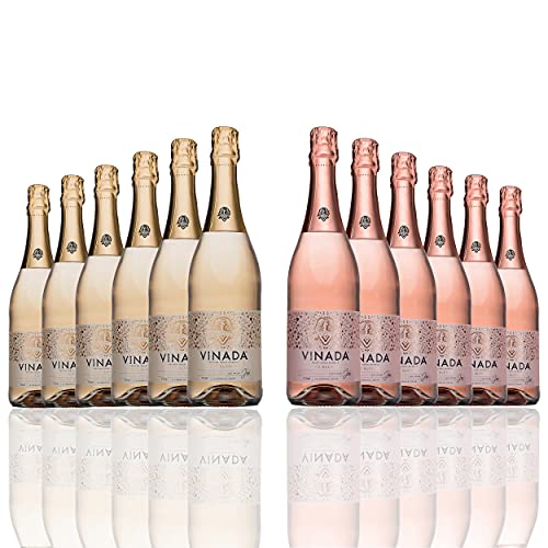 VINADA - Sparkling Gold + Sparkling Rose Variety Pack (0% Alc.) - 750 ml (12 Glass Bottles) von VINADA