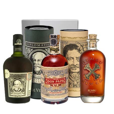 RUMS DISCOVERY SET DIPLOMATICO, DON PAPA, BUMBU - LUXUS-KASTEN. 3x70cl. von VINADDICT