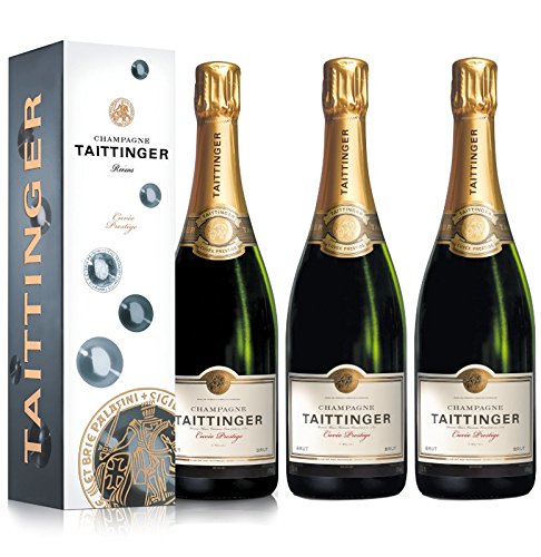 VINADDICT 3er-Set Champagner Taittinger Brut Cuvée Prestige mit Etuis (750 Milliliter) von VINADDICT