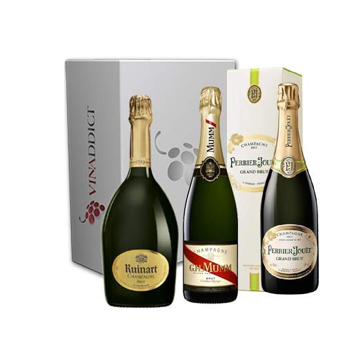 VINADDICT - Prestige Champagner Box 3-3 Flaschen - R de Ruinart, Mumm Cordon Rouge, Perrier-Jouët (750 Milliliter) von VINADDICT