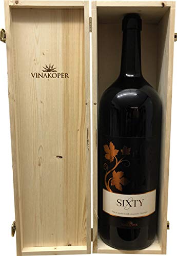 SIXTY Prestige Barrique Autoren Rotwein Cuveé 3 Liter in einer Weinkiste aus Holz Geschenk für Männer (3.0 Liter) von VINAKOPER
