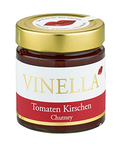 VINELLA Tomaten Kirsch Chutney I handgemacht I natürlich I Manufaktur I made in germany IBest Indian Style Chutney von VINELLA - „Das Original“– Fruchtig-aromatische Fruchtpaste als Dip oder Fertigsauce – Indisch kochen mit natürlichen Zutaten von VINELLA - Der Kuss für den Gaumen