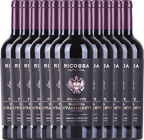 Barbera Appassimento DOC von Ricossa - Rotwein 12 x 0,75l VINELLO - 12er - Weinpaket inkl. kostenlosem VINELLO.weinausgießer von VINELLO