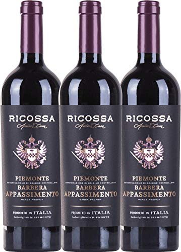 Barbera Appassimento DOC von Ricossa - Rotwein 3 x 0,75l VINELLO - 3er - Weinpaket inkl. kostenlosem VINELLO.weinausgießer von VINELLO