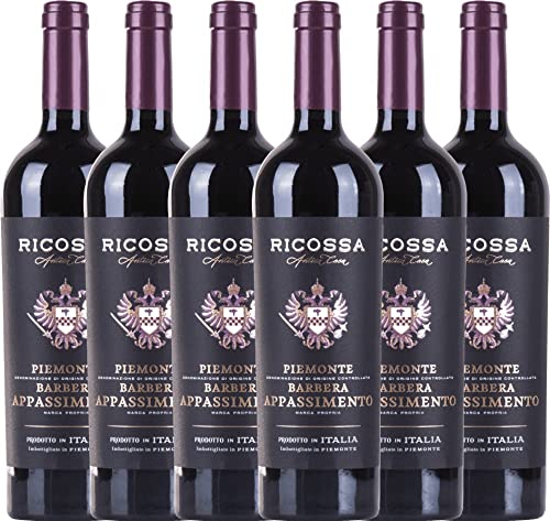 Barbera Appassimento DOC von Ricossa - Rotwein 6 x 0,75l 2021 VINELLO - 6er - Weinpaket inkl. kostenlosem VINELLO.weinausgießer von VINELLO
