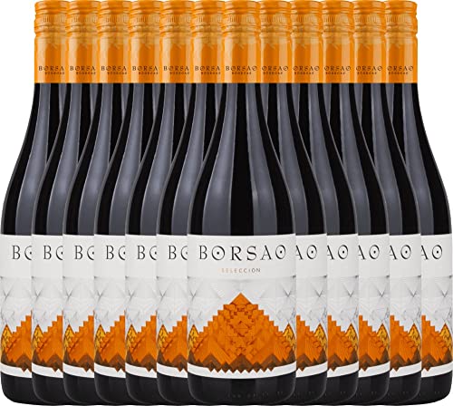 Borsao Selección Joven - Bodegas Borsao - Rotwein 12 x 0,75l VINELLO - 12er - Weinpaket inkl. kostenlosem VINELLO.weinausgießer von VINELLO