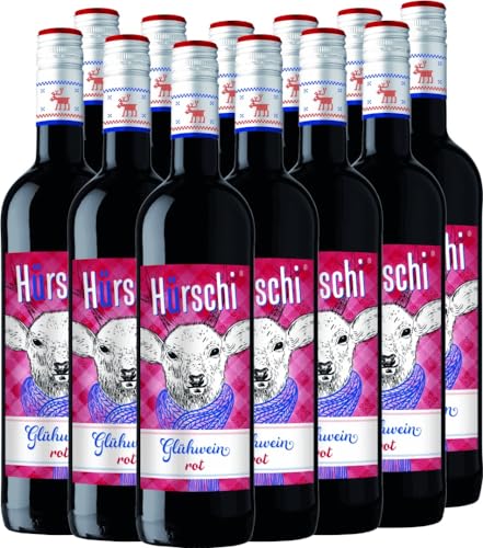 Glühwein rot Hürschi Weinhaltiges Getränk 12 x 0,75l VINELLO - 12 x Weinpaket inkl. kostenlosem VINELLO.weinausgießer von VINELLO