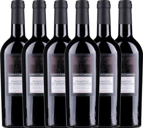 Primitivo di Manduria - Conte di Campiano - 6 x 0,75l VINELLO - 6 x Weinpaket inkl. kostenlosem VINELLO.weinausgießer von VINELLO