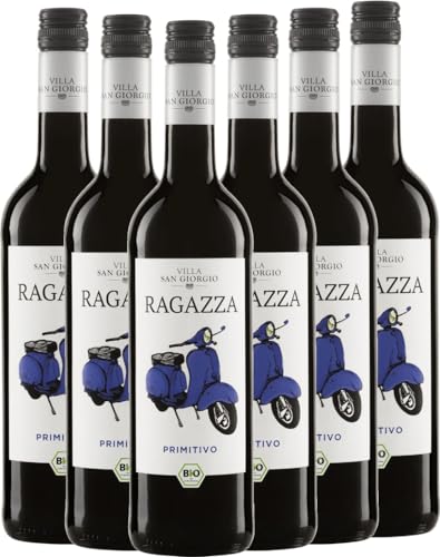 Ragazza Primitivo Villa San Giorgio Rotwein 6 x 0,75l VINELLO - 6 x Weinpaket inkl. kostenlosem VINELLO.weinausgießer von VINELLO