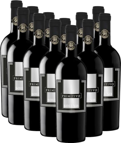 Soluno Primitivo Lorusso Michele Rotwein 12 x 0,75l VINELLO - 12 x Weinpaket inkl. kostenlosem VINELLO.weinausgießer von VINELLO