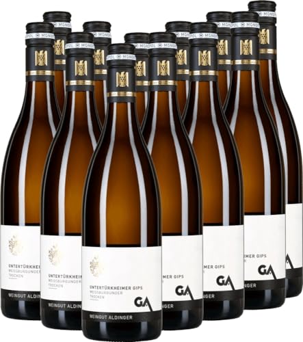 Untertürkheimer Gips Weißburgunder trocken Aldinger Weißwein 12 x 0,75l VINELLO - 12 x Weinpaket inkl. kostenlosem VINELLO.weinausgießer von VINELLO