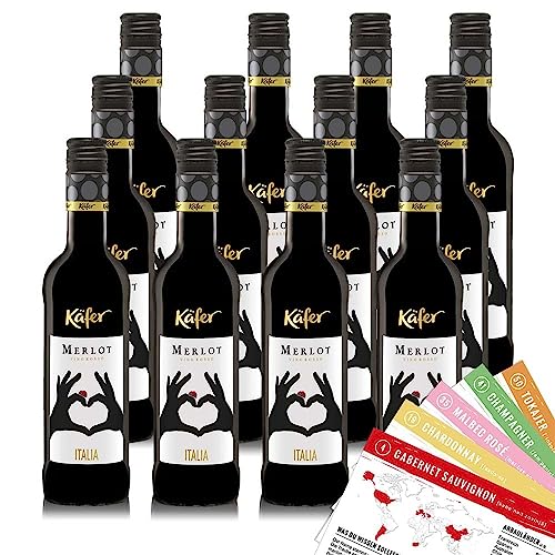 Käfer Merlot IGP, trocken, sortenreines Weinpaket + VINOX Winecards (12x0,25l) von VINOX