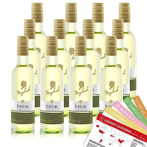 Maybach Riesling QbA, trocken, sortenreines Weinpaket + VINOX Winecards (12x0,25l) von VINOX