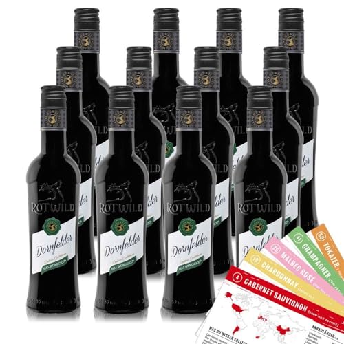 Rotwild Dornfelder QbA, halbtrocken, sortenreines Weinpaket + VINOX Winecards (12x0,25l) von VINOX