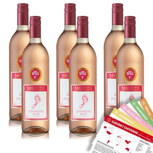 Barefoot White Zinfandel Rosé, lieblich, sortenreines Weinpaket + VINOX Winecards (6x0,75l) von VINOX