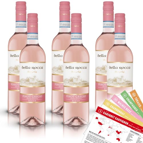 Della Rocca Pinot Grigio Blush, trocken, sortenreines Weinpaket + VINOX Winecards (6x0,75l) von VINOX
