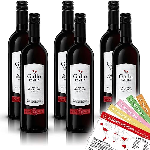 Gallo Cabernet Sauvignon, halbtrocken, sortenreines Weinpaket + VINOX Winecards (6x0,75l) von VINOX