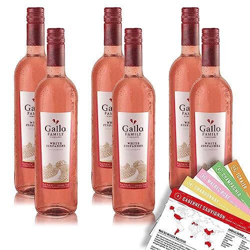 Gallo White Zinfandel Rosé, lieblich, sortenreines Weinpaket + VINOX Winecards (6x0,75l) von VINOX