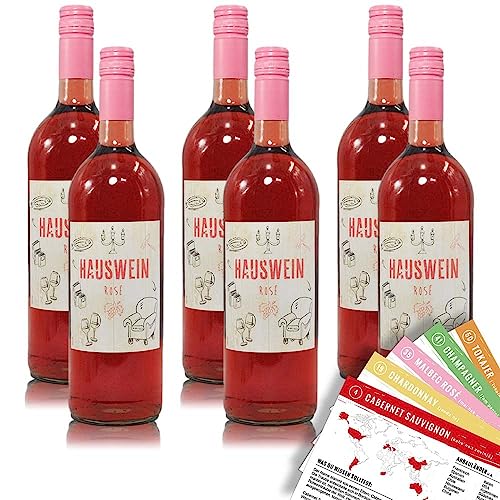 Hauswein Rosé, halbtrocken, sortenreines Weinpaket + VINOX Winecards (6x1,0l) von VINOX