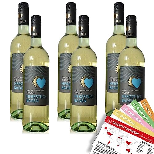 Herzstück Baden Grauerburgunder, trocken, sortenreines Weinpaket + VINOX Winecards (6x0,75l) von VINOX