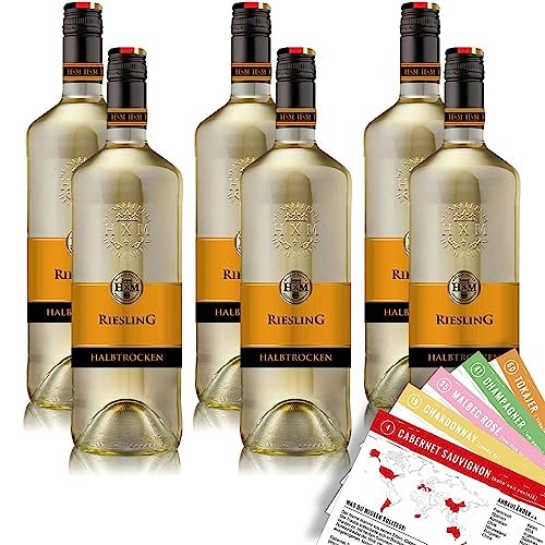 HxM Riesling, halbtrocken, sortenreines Weinpaket + VINOX Winecards (6x1,0l) von VINOX