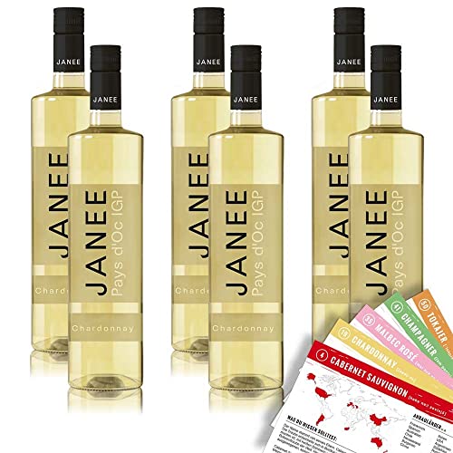 Janee Chardonnay IGP, halbtrocken, sortenreines Weinpaket + VINOX Winecards (6x0,75l) von VINOX