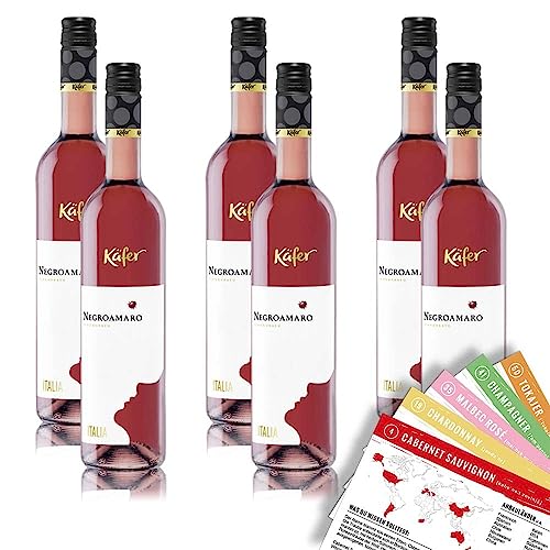 Käfer Negroamaro Rosé IGP, halbtrocken, sortenreines Weinpaket + VINOX Winecards (6x0,75l) von VINOX