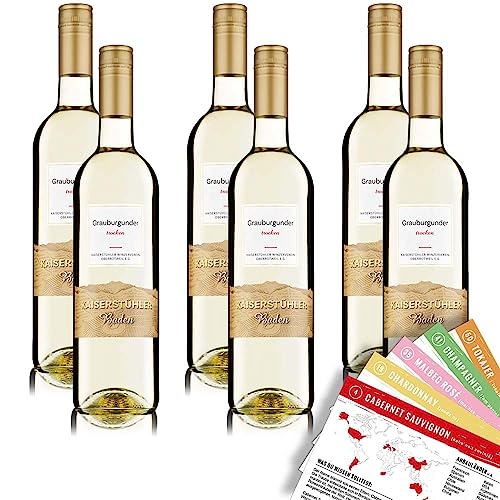 Kaiserstühler Grauburgunder, trocken, sortenreines Weinpaket + VINOX Winecards (6x0,75l) von VINOX