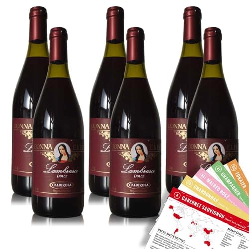 Lambrusco Dolce Caldirola, trocken, sortenreines Weinpaket + VINOX Winecards (6x0,75l) von VINOX
