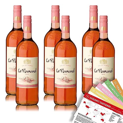 Le Flamand Rosé, trocken, sortenreines Weinpaket + VINOX Winecards (6x1,0l) von VINOX