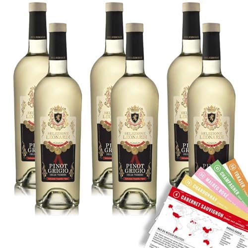 Leonardi Selezione Pinot Grigio, trocken, sortenreines Weinpaket + VINOX Winecards (6x0,75l) von VINOX