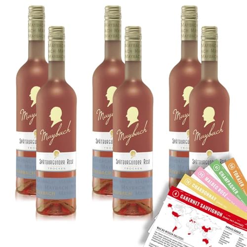 Maybach Spätburgunder Rosé QbA, trocken, sortenreines Weinpaket + VINOX Winecards (6x0,75l) von VINOX