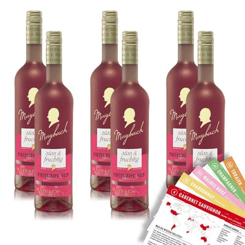 Maybach Portugieser Rosé QbA, süß&fruchtig, sortenreines Weinpaket + VINOX Winecards (6x0,75l) von VINOX