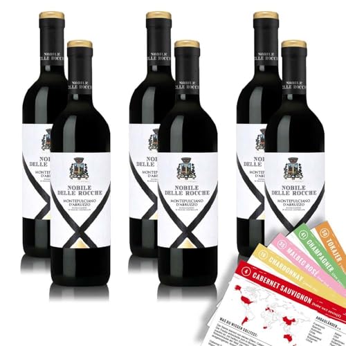 Nobile delle Rocche Montepulciano d'Abruzzo, trocken, sortenreines Weinpaket + VINOX Winecards (6x0,75l) von VINOX
