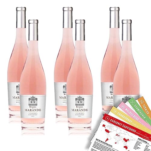 6 Flaschen Réserve de Marande Rosé PAYS DOC, sortenreines Weinpaket + VINOX Weinkarten (6x0,75 l) von VINOX