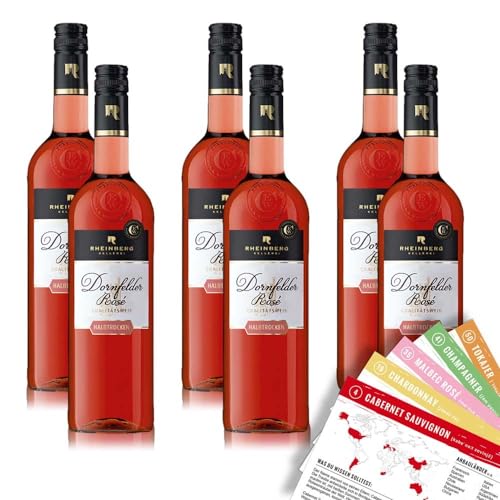 Rheinberg Dornfelder Rosé, halbtrocken, sortenreines Weinpaket + VINOX Winecards (6x0,75l) von VINOX