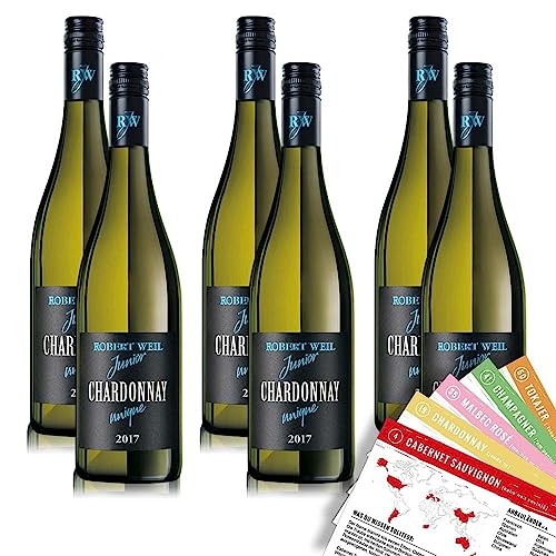 Robert Weil Junior Chardonnay, trocken, sortenreines Weinpaket + VINOX Winecards (6x0,75l) von VINOX