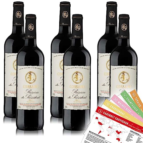 Corsaire Réserve du President Rouge, trocken, sortenreines Weinpaket + VINOX Winecards (6x0,75l) von VINOX