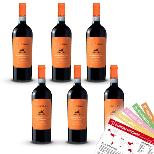 Epicuro Montepulciano d'Abruzzo, trocken, sortenreines Weinpaket + VINOX Winecards (6x0,75l) von VINOX